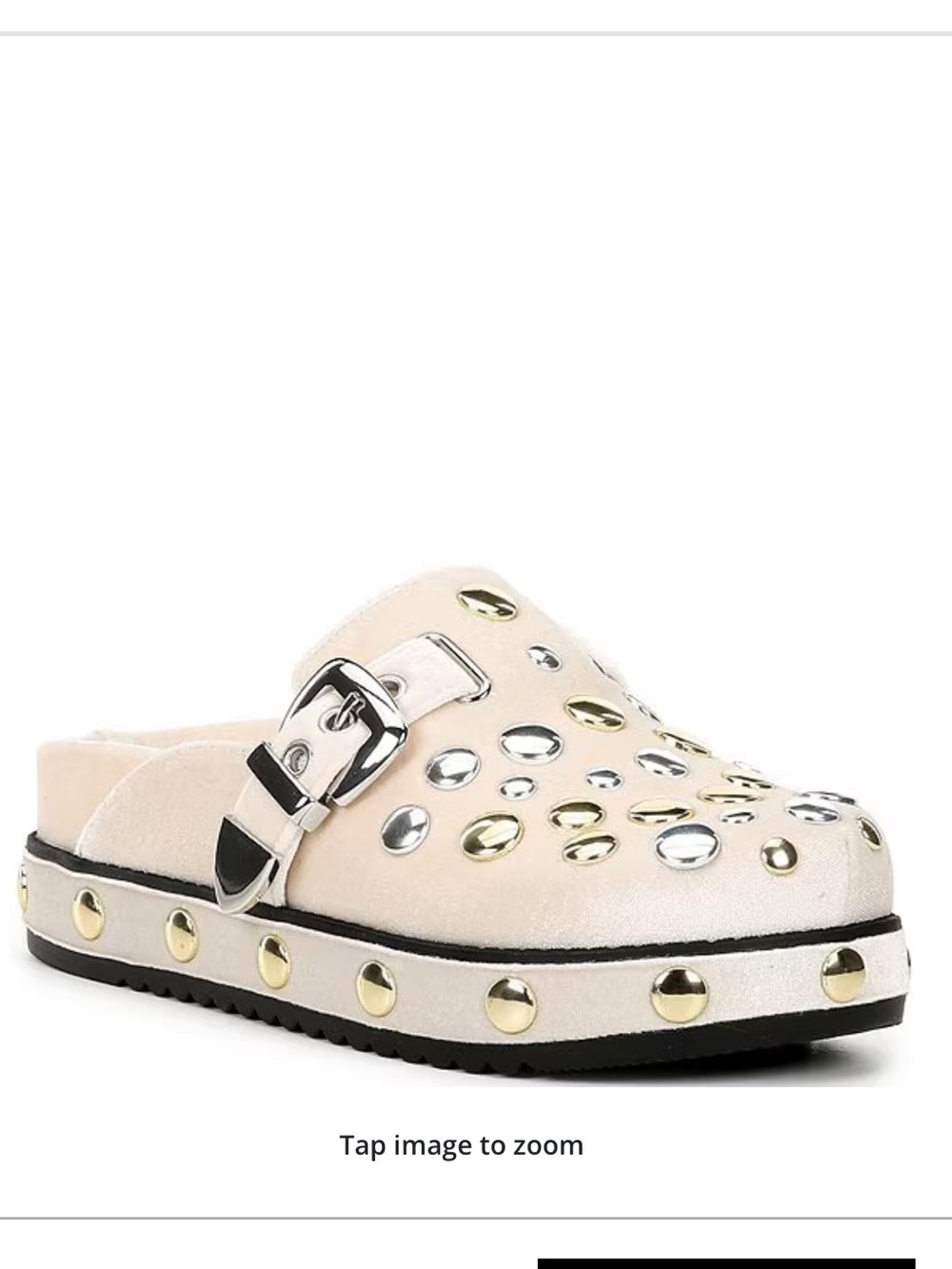 Gianni Bini NWT Oddie Velvet                Studded Platform Clogs, Size 6 cream